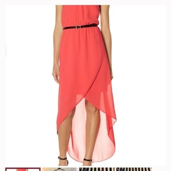 The Limited High Low Sheer Lace Dress Casual Coral - Picture 1 of 7